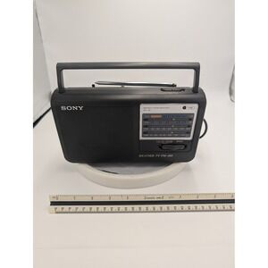 Sony ICF-36 Weather TV FM AM 4-Band Portable Radio Tested Working Black
